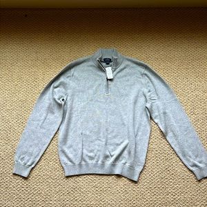 Brooks Brothers,  Brand new, Large, Light Gray, 3/4 zip sweater